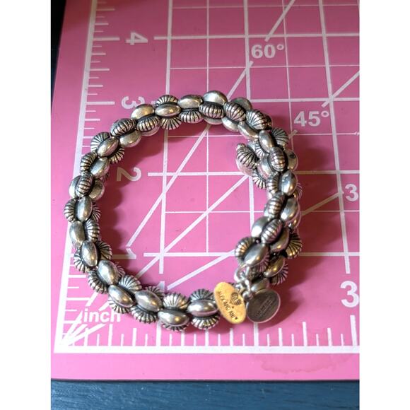 Alex and Ani Calypso Vintage Sixty-Six  Silver Tone Biker One Size Wrap Bracelet - Picture 2 of 6